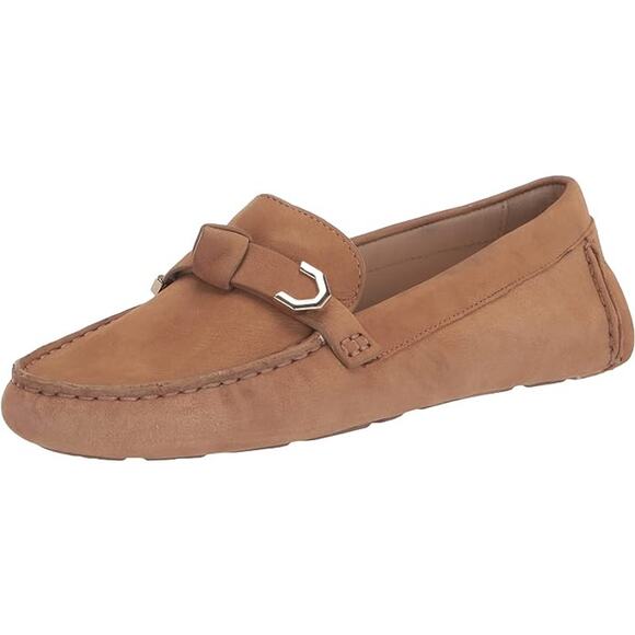 NWT Cole Haan womens Evelyn Bow DriverLoafer,Birch Beige Nubuck (Akuya)-Size 6 - Picture 1 of 7